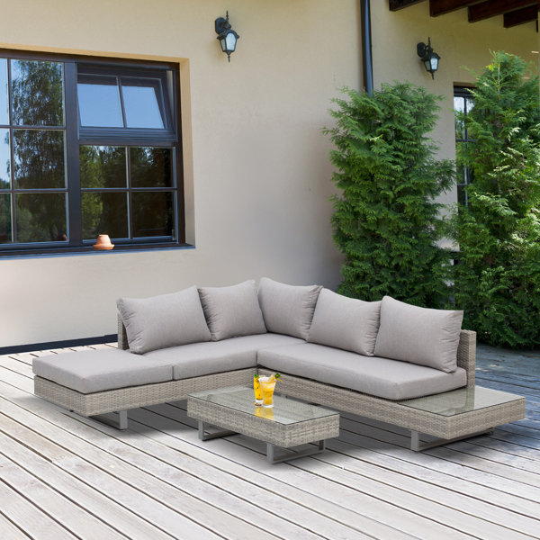 Ebern Designs Sitzer Lounge Set Dezia Aus Polyrattan Mit Polster